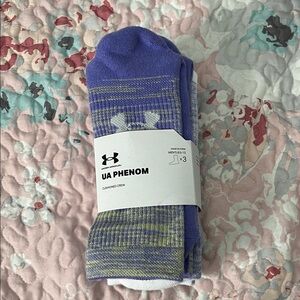 Under Armour Purple & White UA Phenom Cushioned Crew Socks - 3 Pack